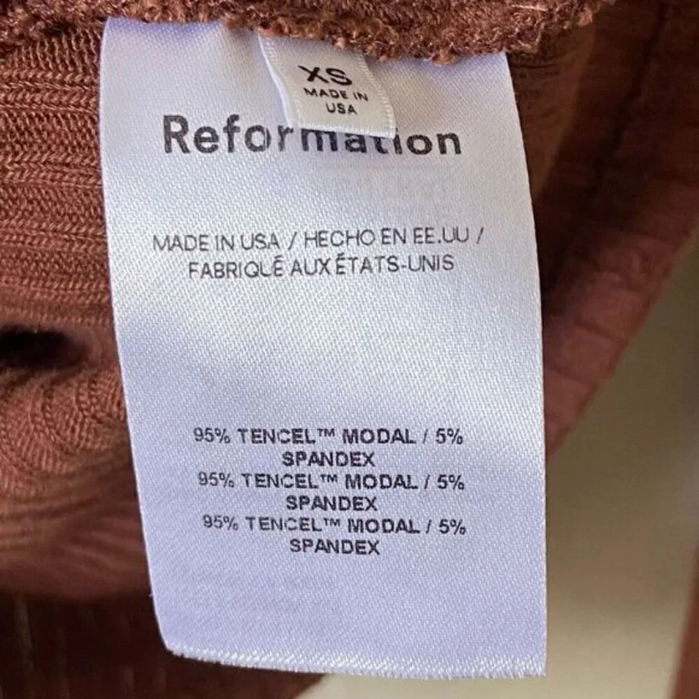 Reformation Gellar Knit Brown Crop Top Button Down Cardigan Size Xs